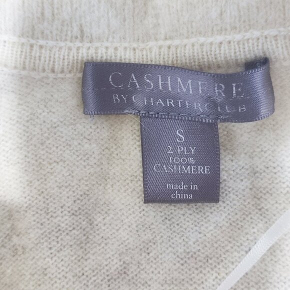 Cashmere by Charter Club sweater women's size S off-white colour 2 ply cashmere - Picture 4 of 9